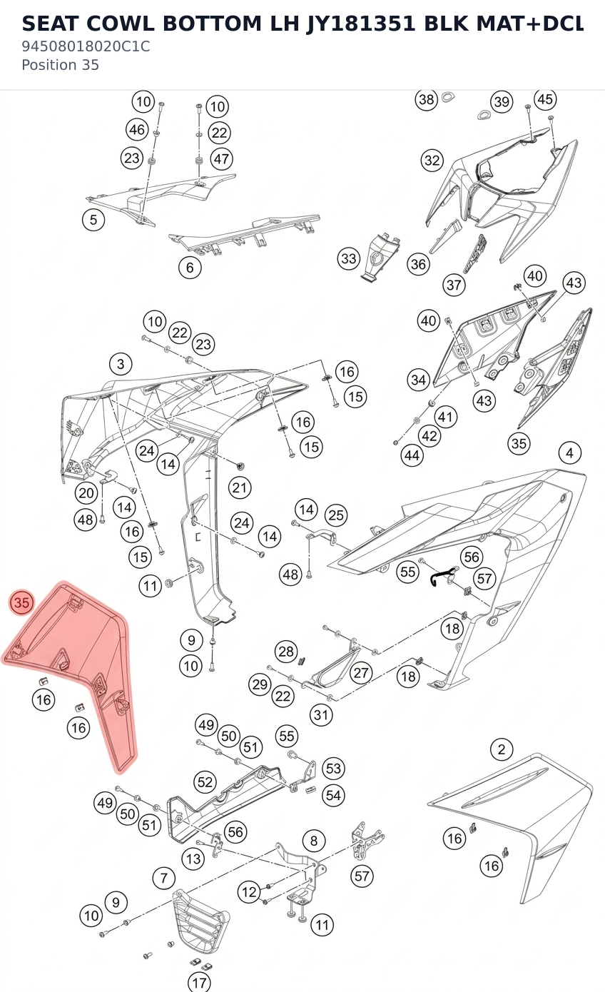 Diagram preview: SEAT COWL BOTTOM LH JY181351 BLK MAT+DCL (94508018020C1C)
