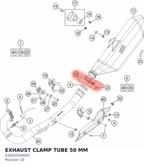 Diagram preview: EXHAUST CLAMP TUBE 50 MM (63605058000)