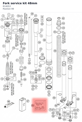 Diagram preview: Fork service kit 48mm (R14053)