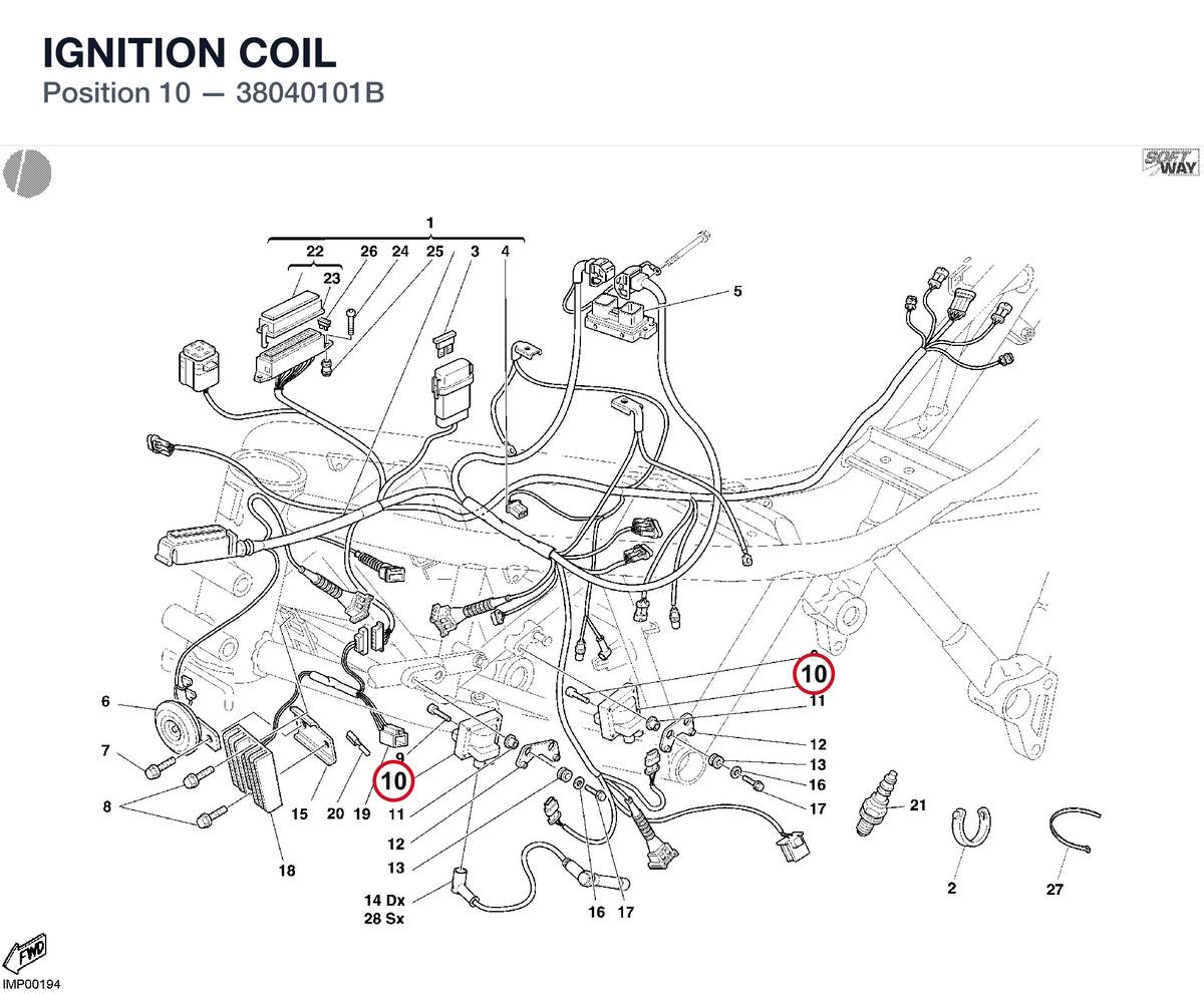 IGNITION COIL 38040101B diagram position