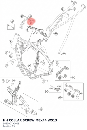 Diagram preview: HH COLLAR SCREW M8X44 WS13 (56530079000S)