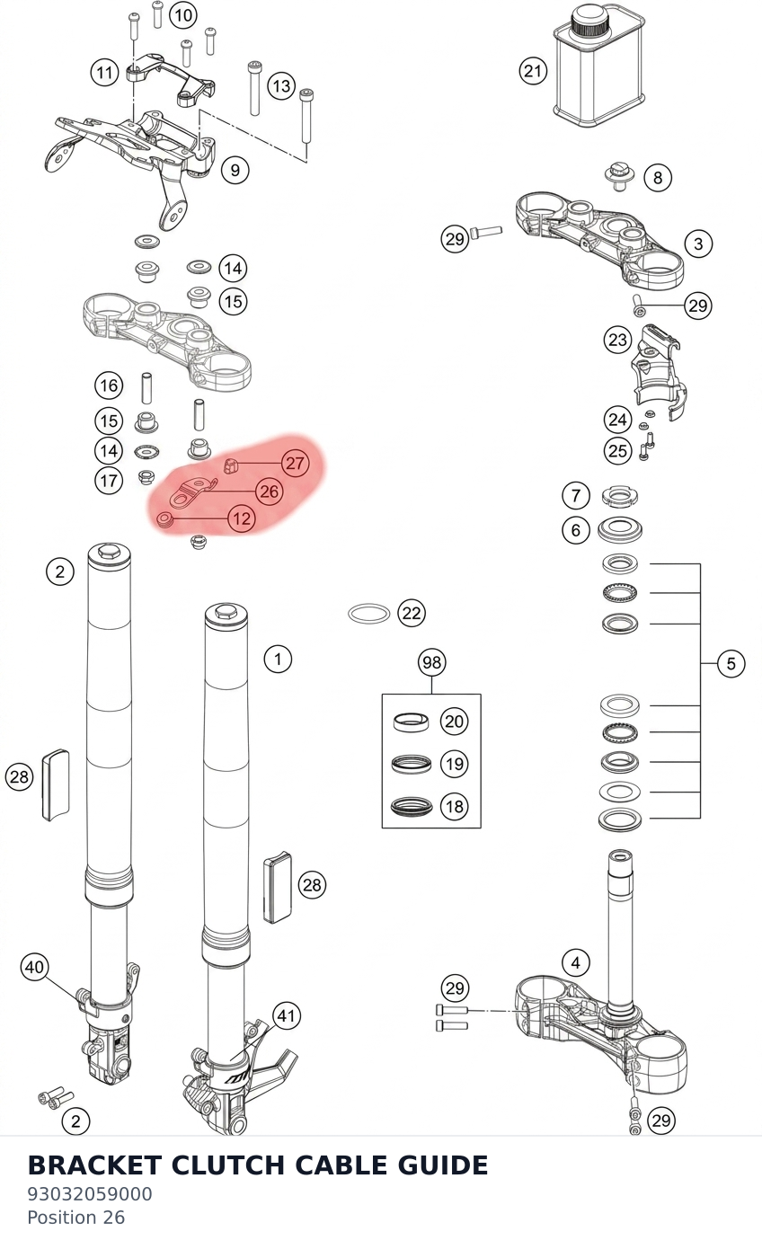 Diagram preview: BRACKET CLUTCH CABLE GUIDE (93032059000)