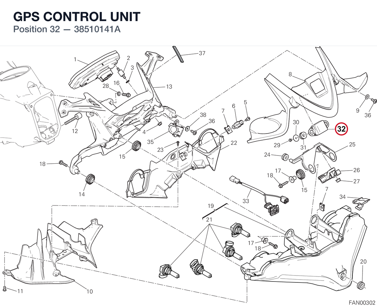 GPS CONTROL UNIT 38510141A diagram position