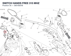 SWITCH HANDS FREE 315 MHZ 38510831B diagram position