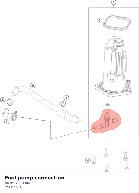 Diagram preview: Fuel pump connection (A67607090000)