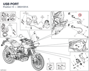USB PORT 38641001A diagram position