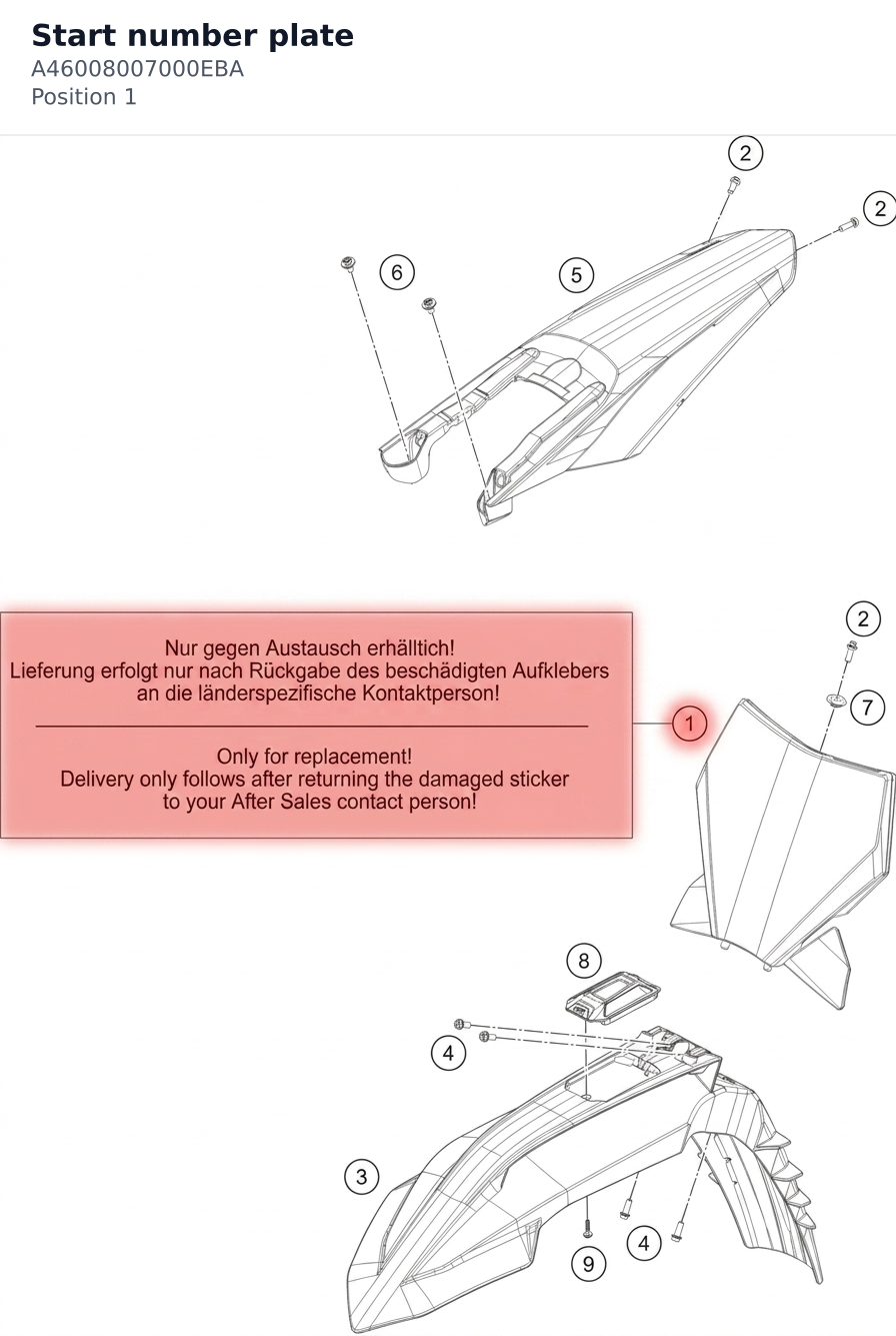 Diagram preview: Start number plate (A46008007000EBA)