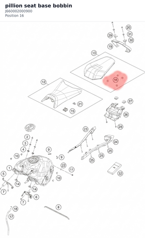 Diagram preview: pillion seat base bobbin (J660002000900)