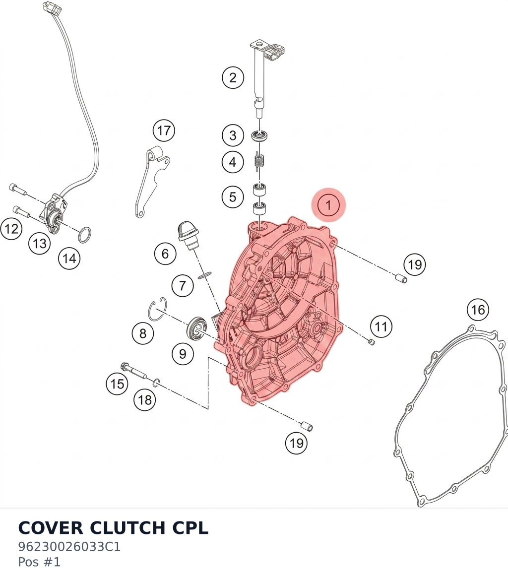 Diagram preview: COVER CLUTCH CPL (96230026033C1)