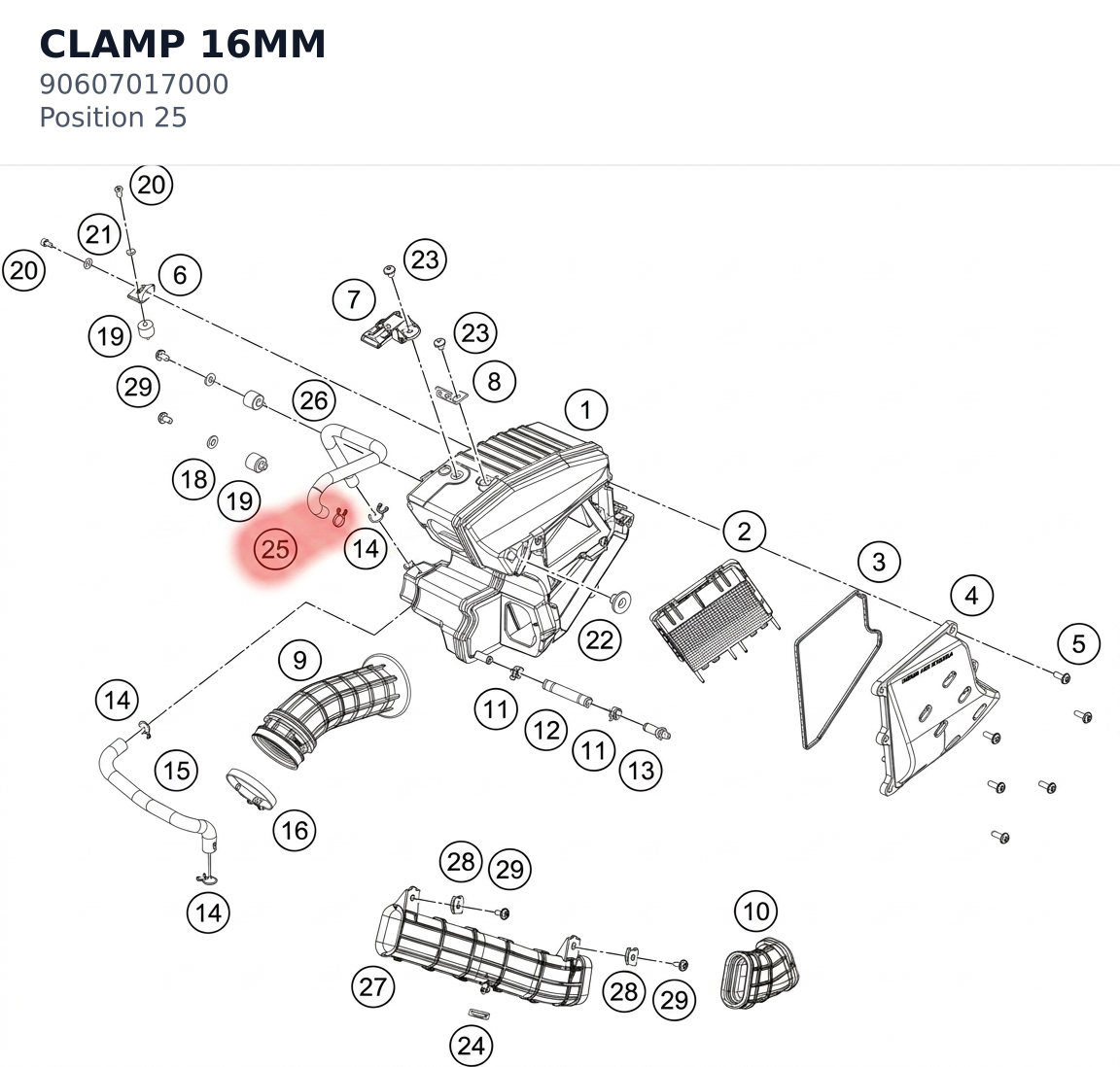 Diagram preview: CLAMP 16MM (90607017000)