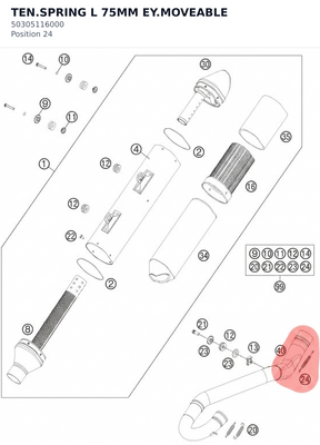 Diagram preview: TEN.SPRING L 75MM EY.MOVEABLE (50305116000)