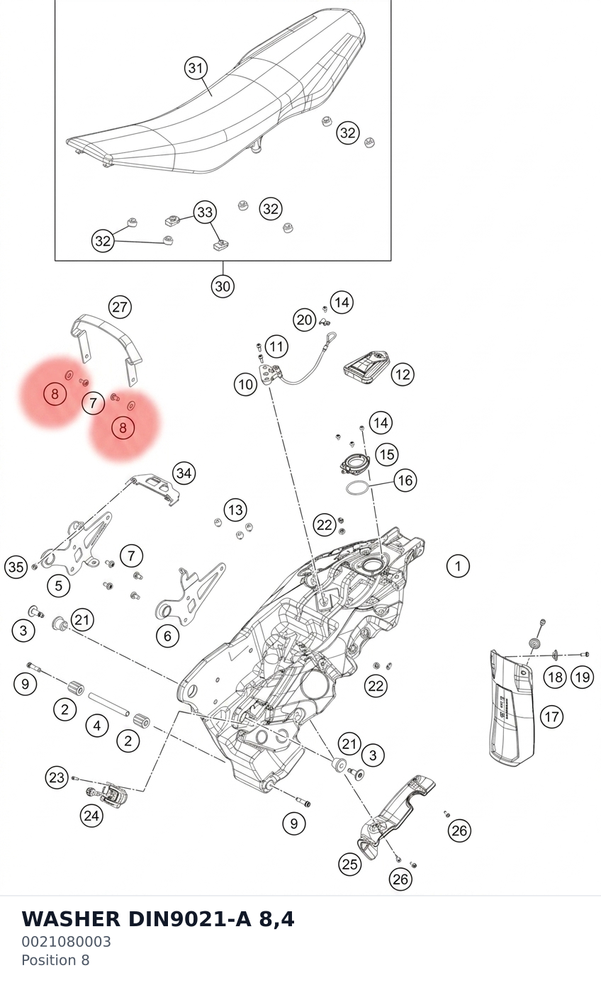 Diagram preview: WASHER DIN9021-A 8,4 (0021080003)