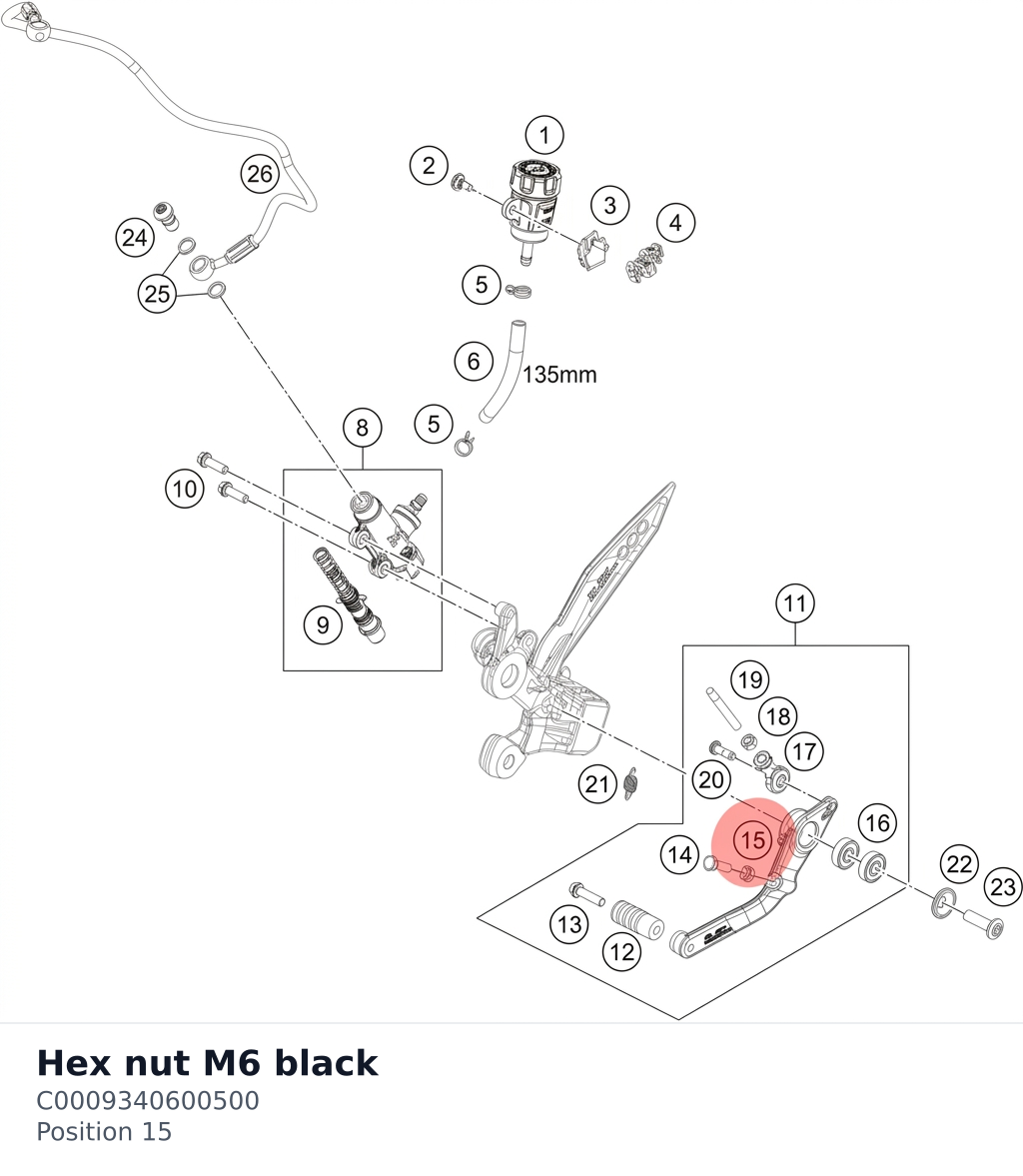 Diagram preview: Hex nut M6 black (C0009340600500)