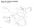 BULB 12V 10W RY10 ORANGE 39040101A diagram position