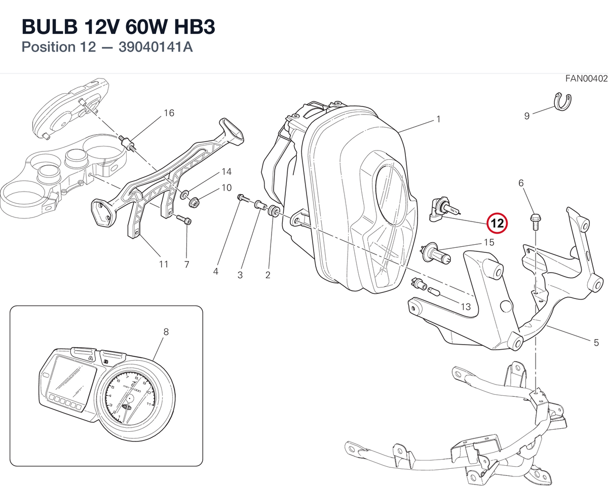 BULB 12V 60W HB3 39040141A diagram position