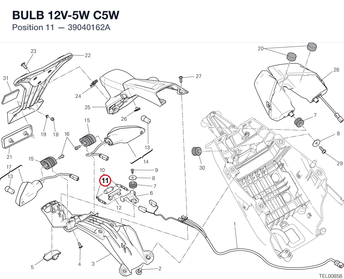 BULB 12V-5W C5W 39040162A diagram position