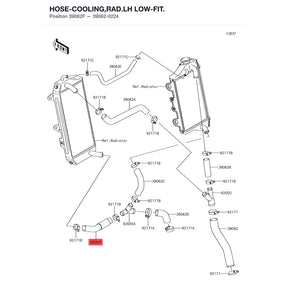 Kawasaki OEM – HOSE-COOLING,RAD.LH L product image