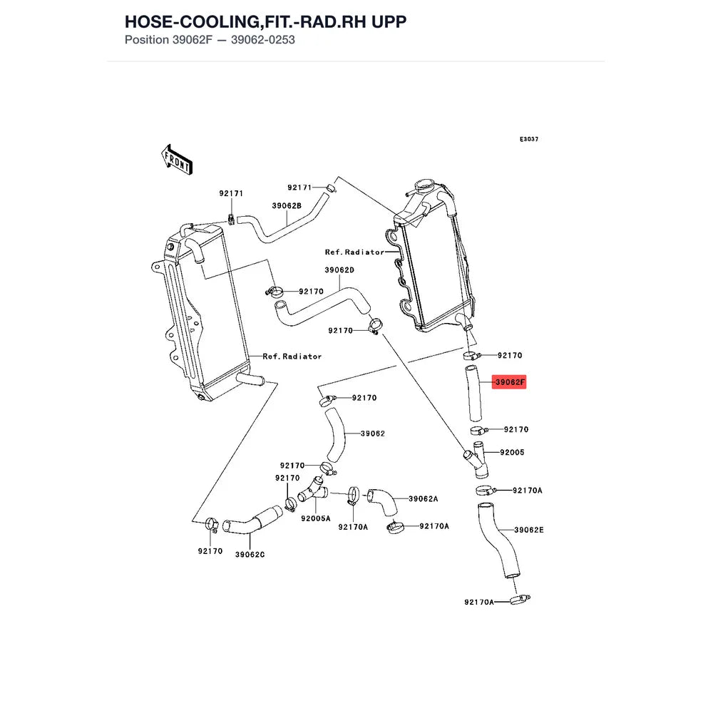 Kawasaki OEM – HOSE-COOLING,FIT.-RAD product image