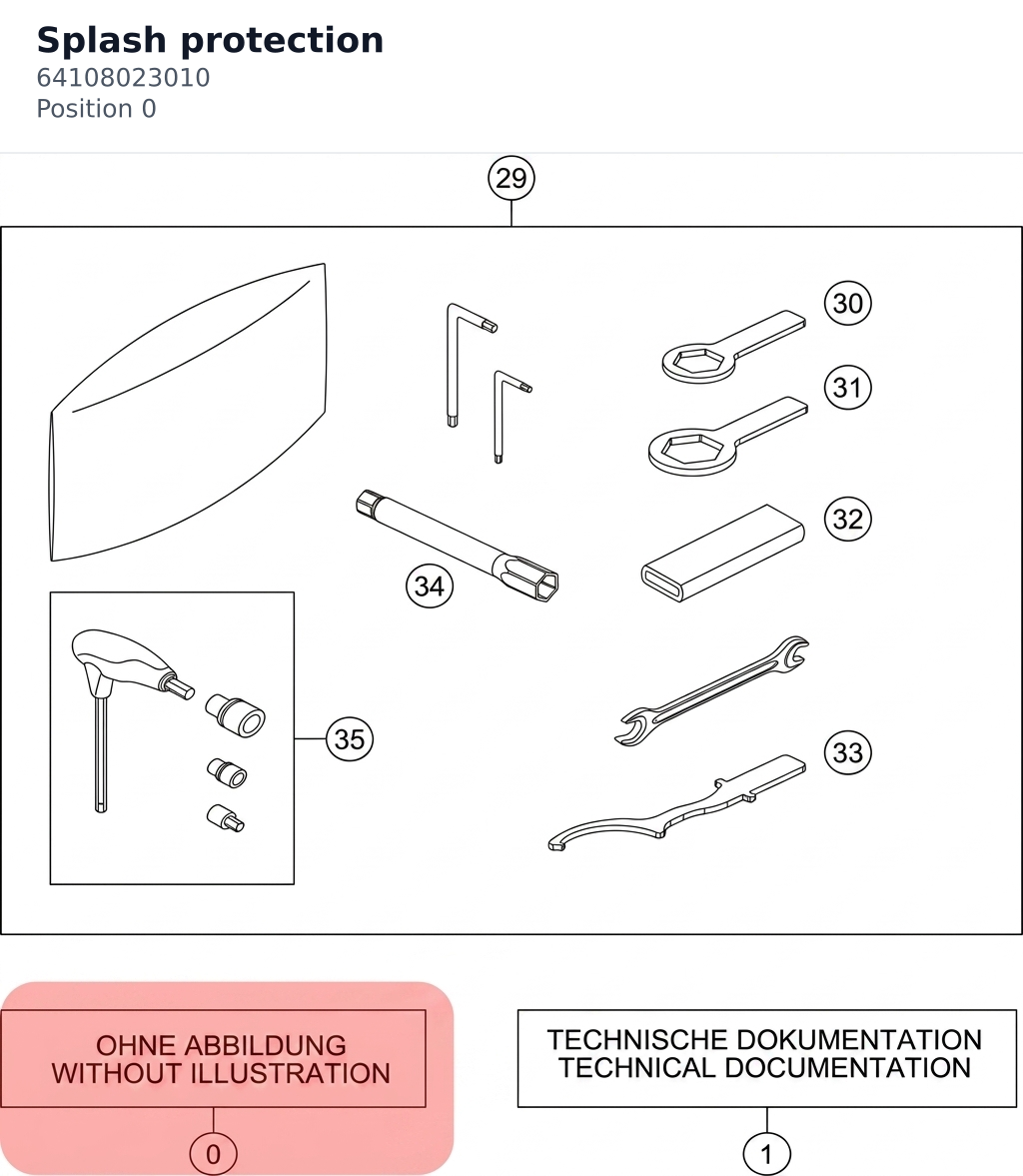 Diagram preview: Splash protection (64108023010)