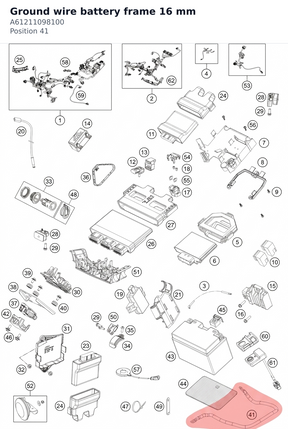Diagram preview: Ground wire battery frame 16 mm (A61211098100)