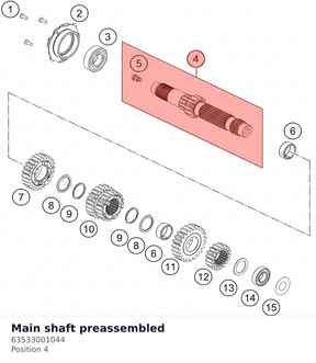 Diagram preview: Main shaft preassembled (63533001044)