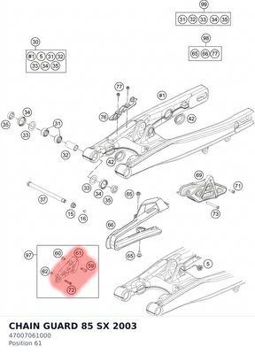 Diagram preview: CHAIN GUARD 85 SX         2003 (47007061000)