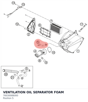 Diagram preview: VENTILATION OIL SEPARATOR FOAM (76030088000)
