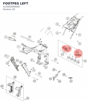 Diagram preview: FOOTPEG LEFT (A13003040000)