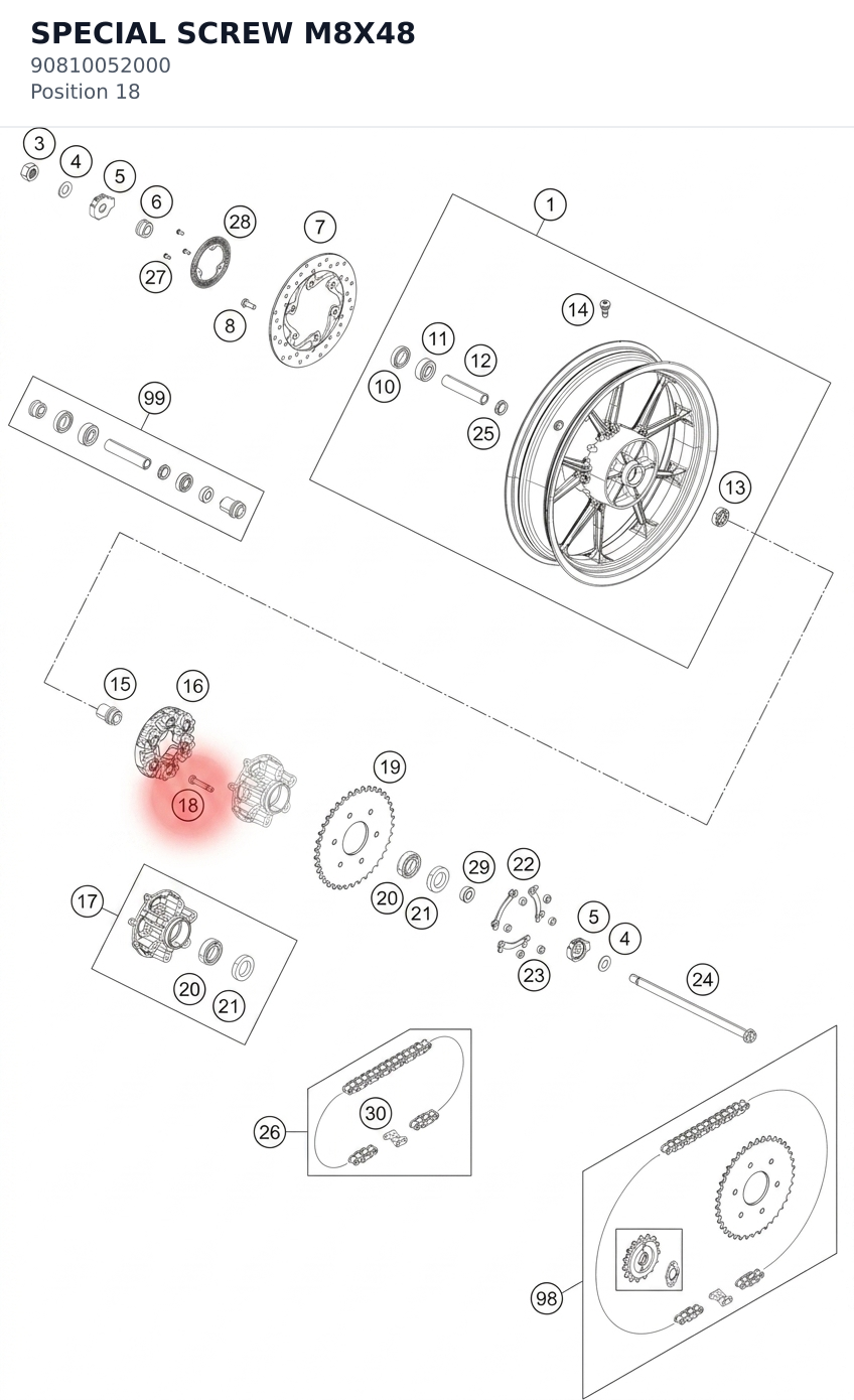 Diagram preview: SPECIAL SCREW M8X48 (90810052000)
