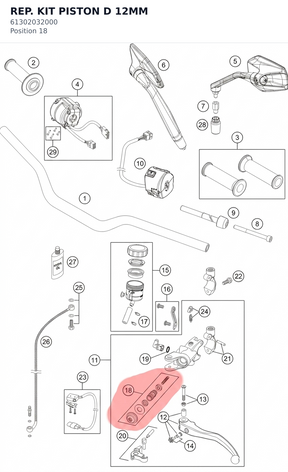 Diagram preview: REP. KIT PISTON D 12MM (61302032000)