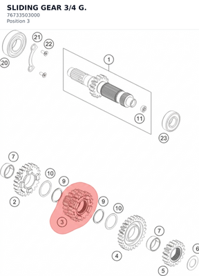 Diagram preview: SLIDING GEAR 3/4 G. (76733503000)