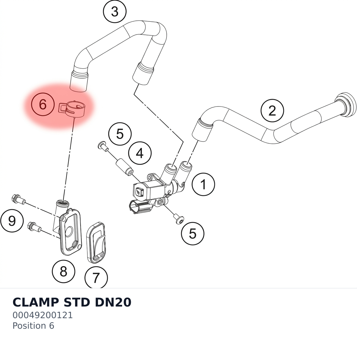 Diagram preview: CLAMP STD DN20 (00049200121)