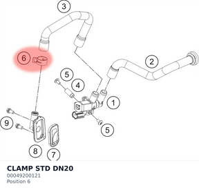 Diagram preview: CLAMP STD DN20 (00049200121)