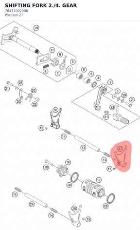 Diagram preview: SHIFTING FORK  2./4. GEAR (76434002000)
