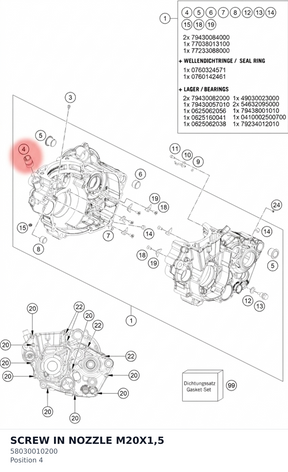 Diagram preview: SCREW IN NOZZLE M20X1,5 (58030010200)
