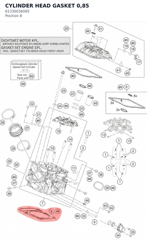 Diagram preview: CYLINDER HEAD GASKET 0,85 (61330036085)