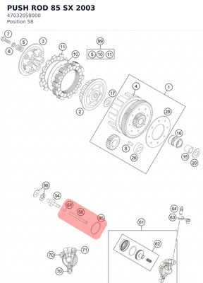 Diagram preview: PUSH ROD 85 SX            2003 (47032058000)