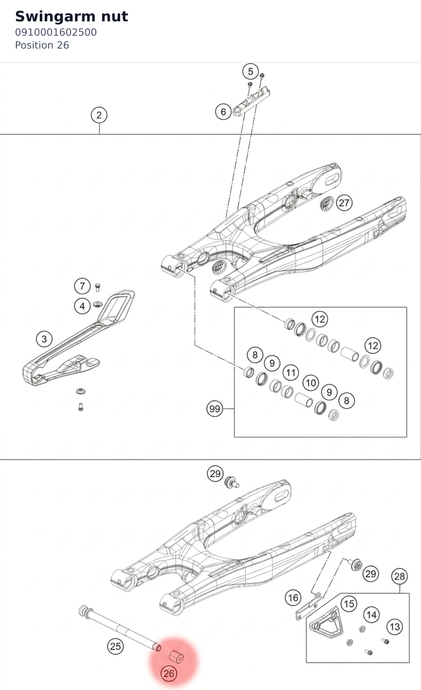 Diagram preview: Swingarm nut (0910001602500)