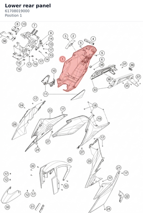 Diagram preview: Lower rear panel (61708019000)