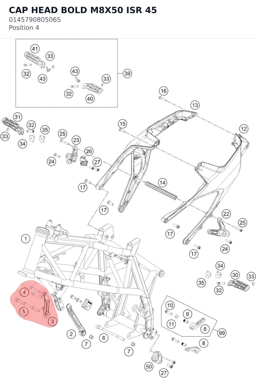 Diagram preview: CAP HEAD BOLD M8X50 ISR 45 (014579080506S)