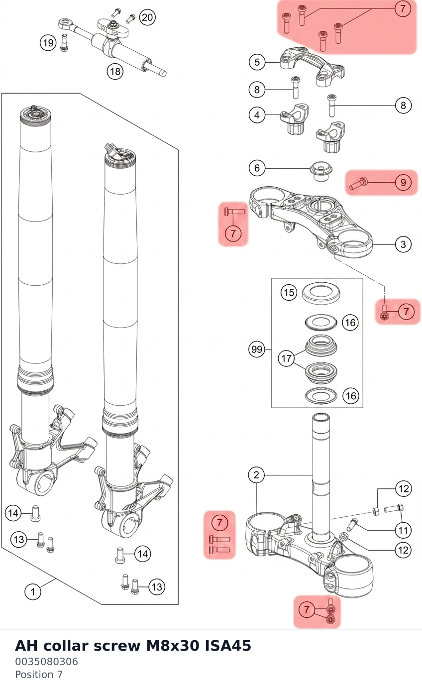Diagram preview: AH collar screw M8x30 ISA45 (0035080306)