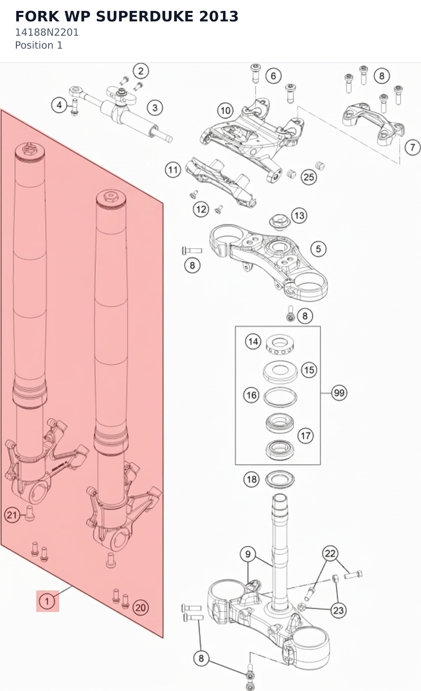 Diagram preview: FORK WP SUPERDUKE 2013 (14188N2201)