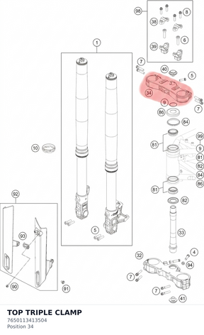 Diagram preview: TOP TRIPLE CLAMP (7650113413504)