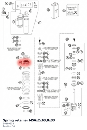 Diagram preview: Spring retainer M56x2x63,8x33 (50180938)