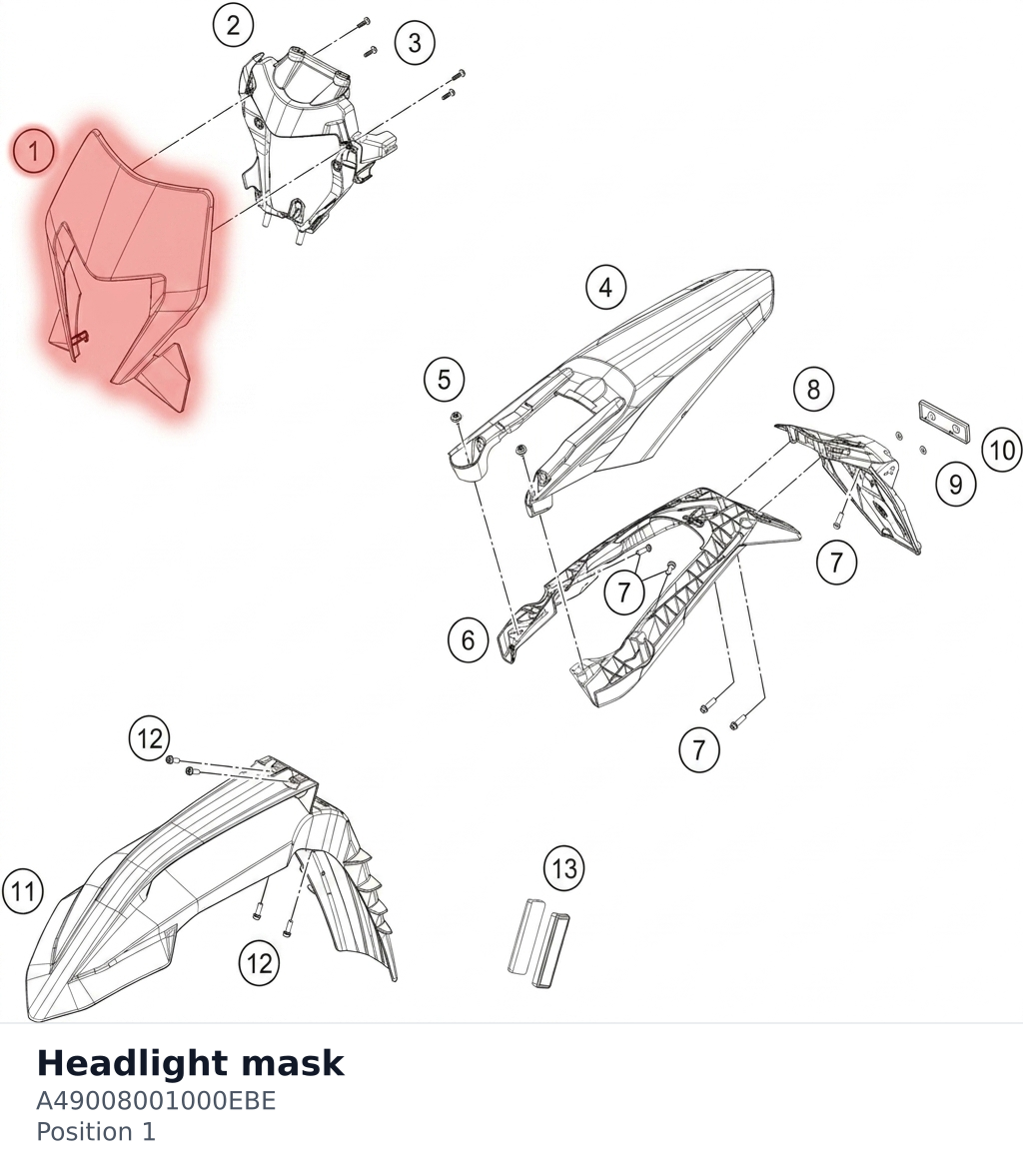 Diagram preview: Headlight mask (A49008001000EBE)