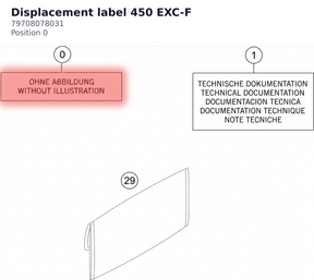 Diagram preview: Displacement label 450 EXC-F (79708078031)