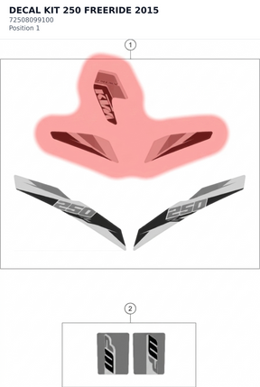 Diagram preview: DECAL KIT 250 FREERIDE    2015 (72508099100)