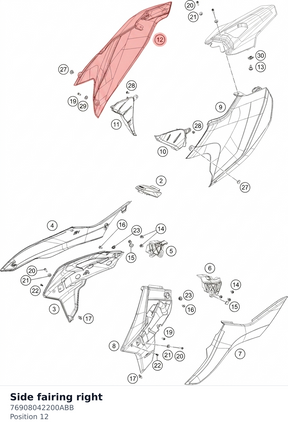 Diagram preview: Side fairing right (76908042200ABB)