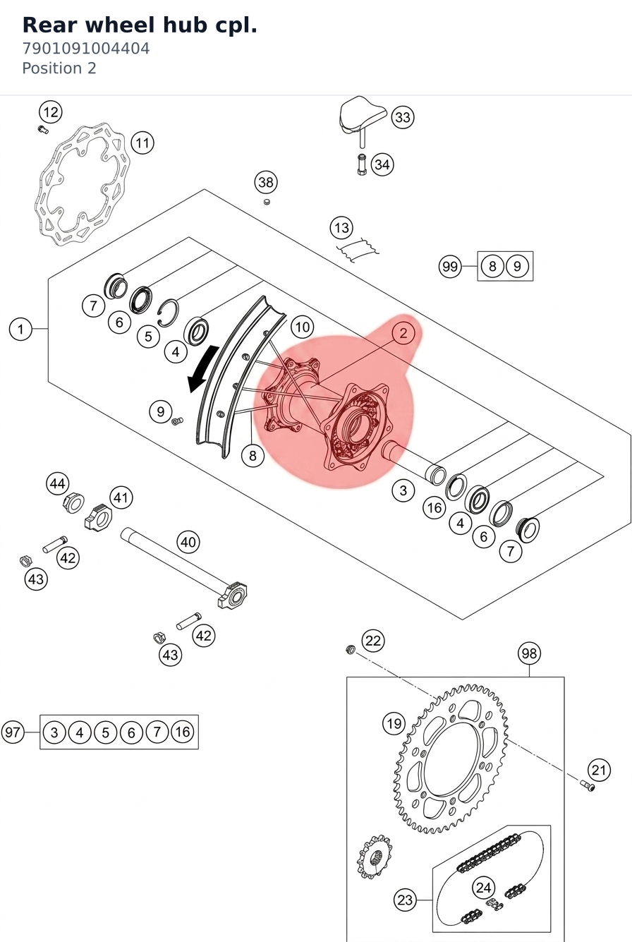 Diagram preview: Rear wheel hub cpl. (7901091004404)