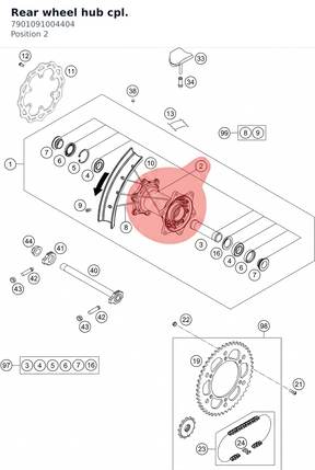 Diagram preview: Rear wheel hub cpl. (7901091004404)